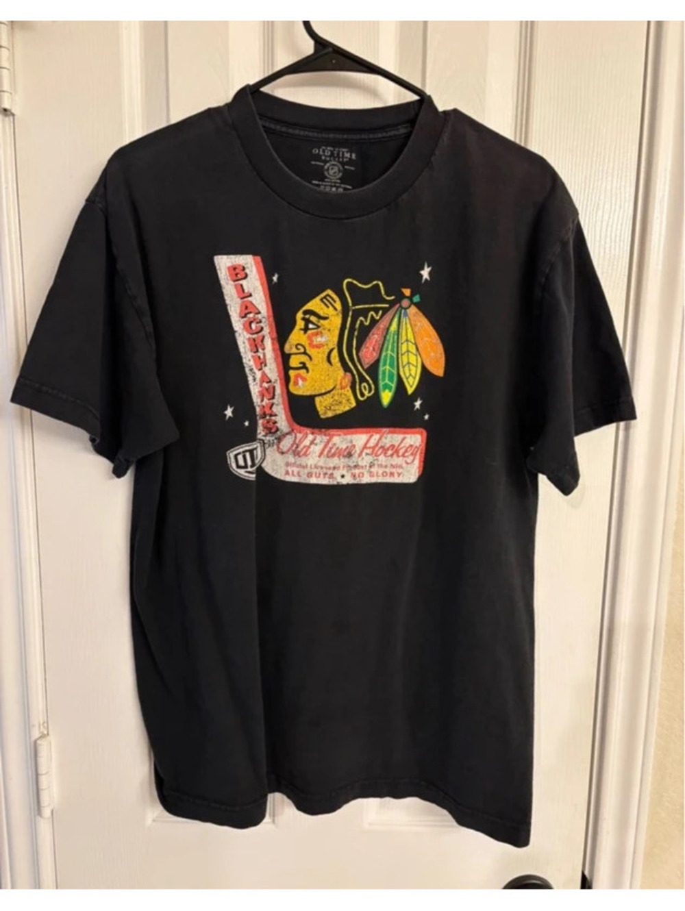 Old Time Hockey Blackhawks Vintage Style Black T-Shirt Size L